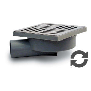 SIPHON DE COUR ULTRA PLAT 15*15 PP/INOX